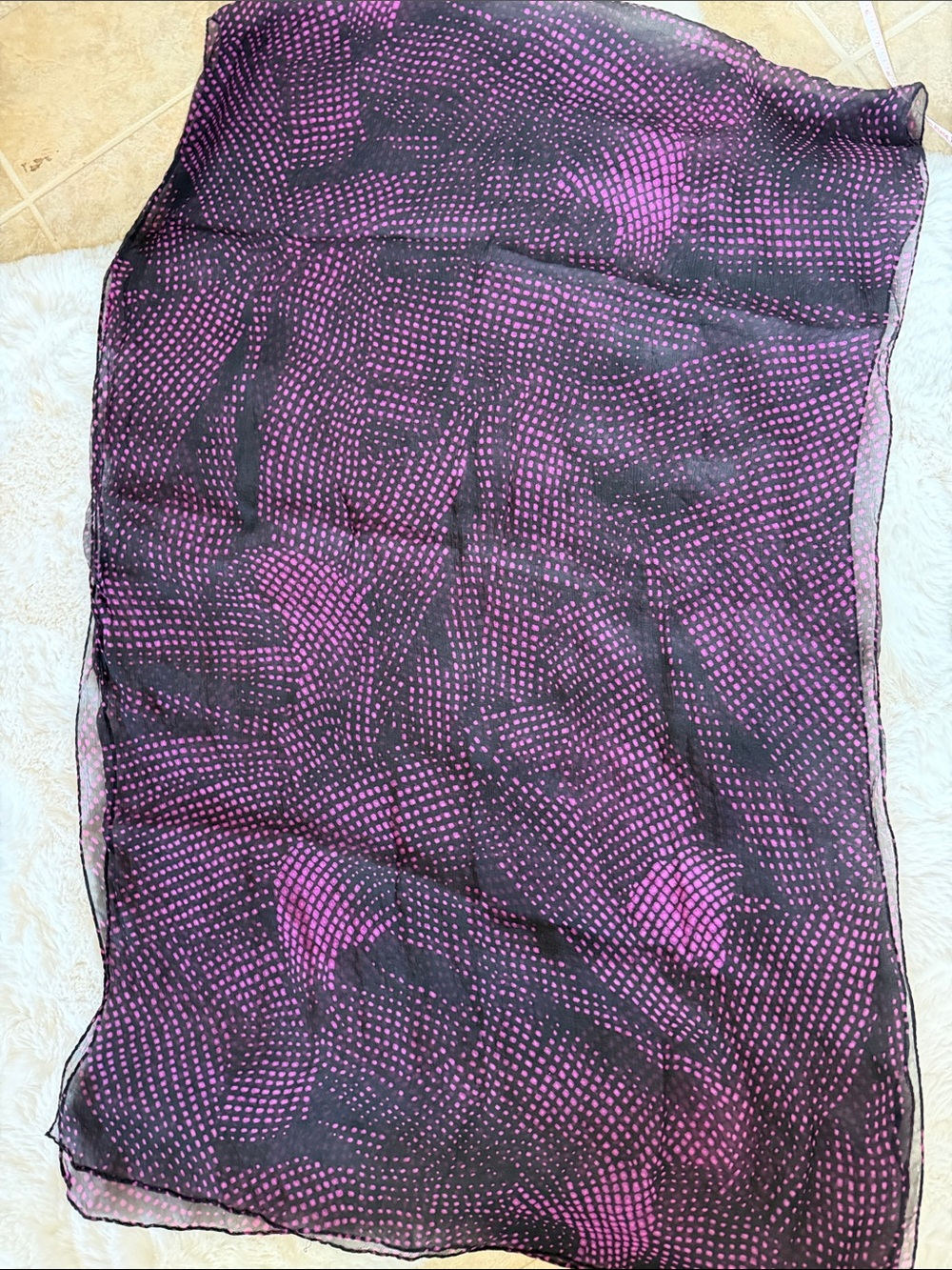Women’s Pink Dot Pattern Sheer Silk Long Scarf 75” x 23”